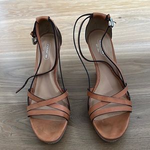 Coach maleena vachetta brown 7.5 wedges
